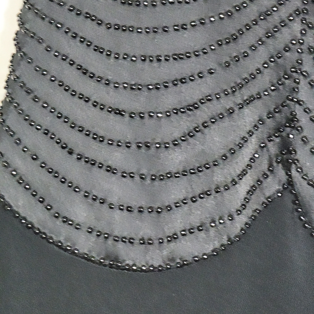 Vtg Cache Black Sequin Beaded Evening Dress Formal Gown Size 2 Scalloped Gatsby - Picture 14 of 14